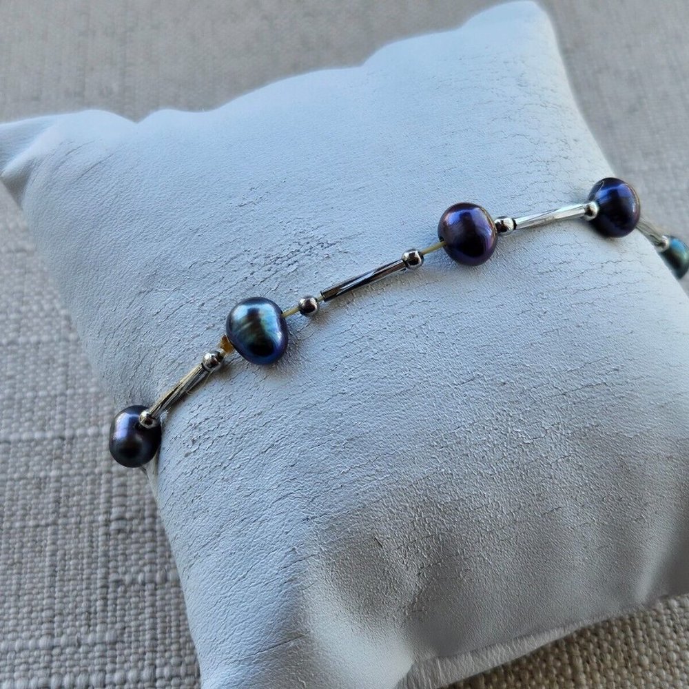 Women Bracelet Purple Tone Beand Stretched Wristband Fashion Jewelry - Picture 10 of 11